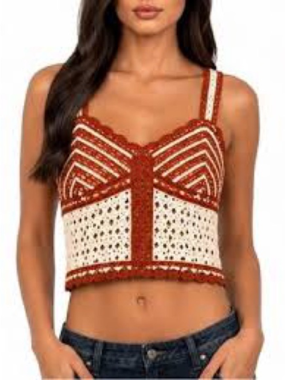 NWT Jason Wu Red & Cream Crochet Bralette - Picture 11 of 12